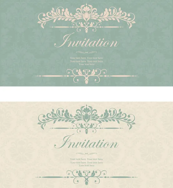 Set of antique greeting cards, invitation with victorian ornamen — Stock Vector