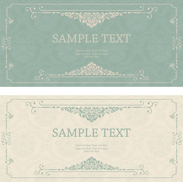 Set of antique greeting cards, invitation with victorian ornamen — Stock Vector