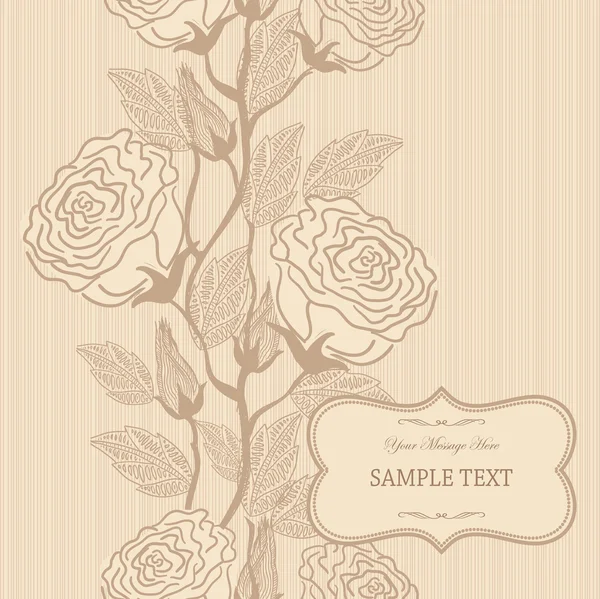 Wedding card or invitation with vertical seamless roses pattern — Stock Vector