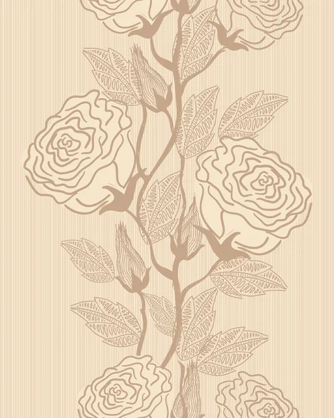 Cartão de casamento ou convite com padrão de rosas sem costura vertical — Vetor de Stock