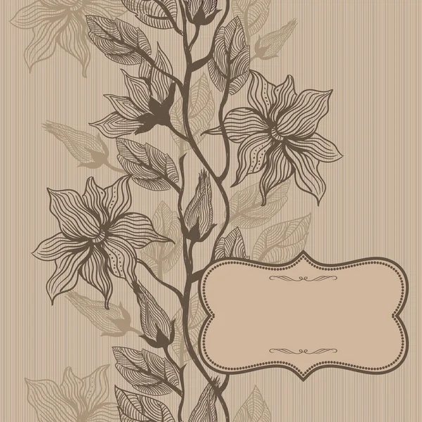 Carte de mariage ou invitation avec motif floral vertical sans couture — Image vectorielle