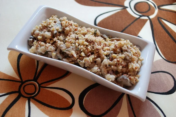 Barley with mushrooms — Stock Photo, Image