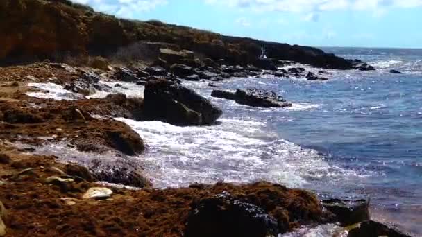 Waves Roll Rocky Shore Black Sea Tarkhankut Western Crimea — Stock Video