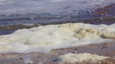 Ötrofikasyon ve kirlilik, fırtına sırasında Karadeniz kıyısında beyaz köpük