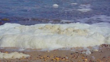 Ötrofikasyon ve kirlilik, fırtına sırasında Karadeniz kıyısında beyaz köpük