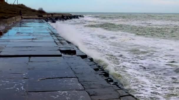 Şiddetli Bir Fırtına Sırasında Kirli Deniz Köpüğü Rezervuarın Ekolojisi Karadeniz — Stok video