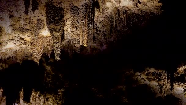 ニューメキシコ州のカルスト洞窟にある鍾乳石と石筍 — ストック動画