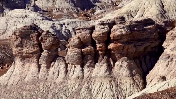 Blue Mesa Badlands Erosão Antigas Rochas Sedimentares Multicoloridas Parque Nacional — Vídeo de Stock
