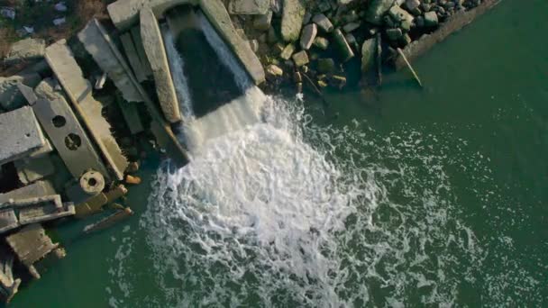 Ecology Fresh Water Stream Dirty Water Treatment Plant Discharges Reservoir — Video Stock