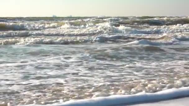 Large Waves Foam Shore Strong Storm Black Sea Ukraine — Stock Video