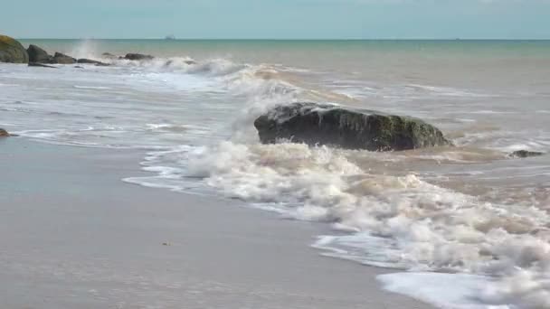 Paysage Marin Vagues Eau Salée Boueuse Sur Plage Mer Noire — Video