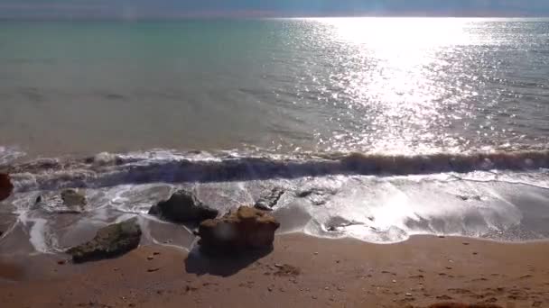 Mare Onde Acqua Salata Fangosa Sulla Spiaggia Del Mar Nero — Video Stock