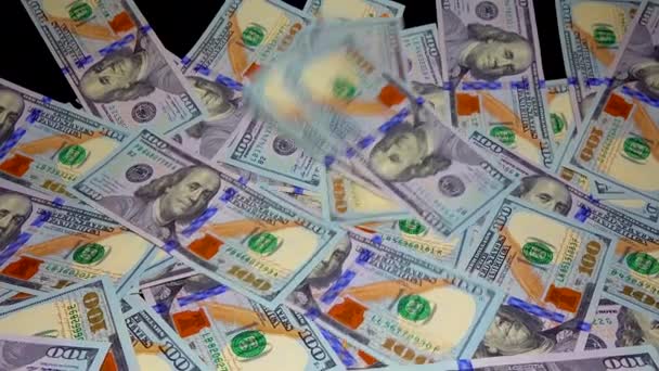 100 Dollar Bills Retrato Del Presidente Benjamin Franklin Billetes Dólar — Vídeo de stock