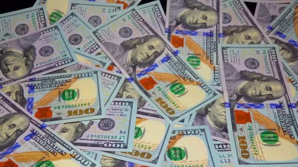 100 Dollar Bills Retrato Del Presidente Benjamin Franklin Billetes Dólar — Vídeo de stock