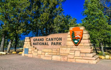 ARIZONA, USA - NOVEMBER 25, 2019: Grand Canyon National Park information sign, Arizona