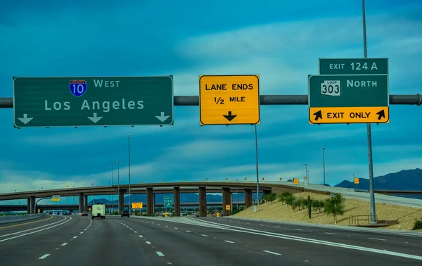 Usa Arizona Listopad 2019 Znaki Drogowe Tablice Informacyjne Los Angeles — Zdjęcie stockowe