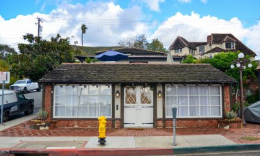 CALIFORNIA, USA - NOVEMBER 29, 2019: one-story america, a typical small house of poor americans in California