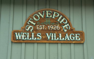 CALIFORNIA, USA - NOVEMBER 29, 2019: plate STOVEPIPE WELLS GENERAL STORE, California