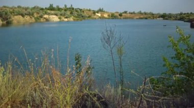 Flooded granite quarry. Freshwater lake