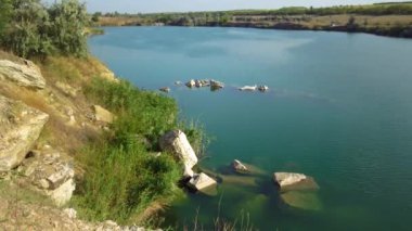 Flooded granite quarry. Freshwater lake