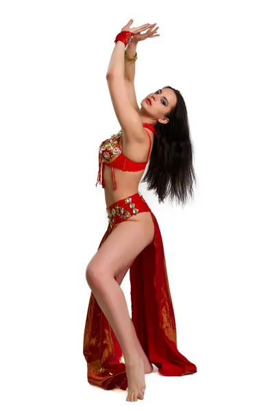 girl in a red suit oriental dance