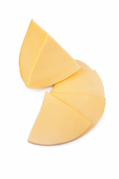 Big piece of cheese and slices — Stock Photo, Image