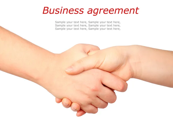 Hand symbol, handshake & text — Stock Photo, Image