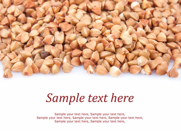 Buckwheat on white & text — Stock Photo, Image