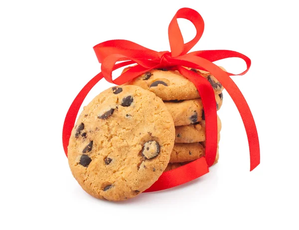 Stack of cookies & ribbon — Stock Photo, Image