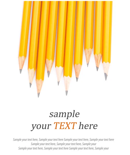 Wooden sharp pencils & text — Stock Photo, Image