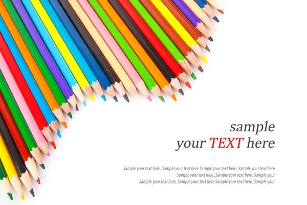 Collection of colored pencils & text — Stock Photo, Image