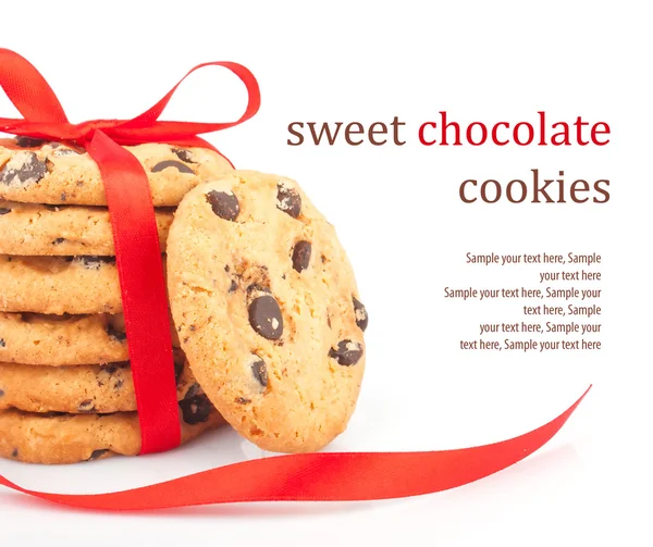 Stack of cookies & ribbon — Stock Photo, Image