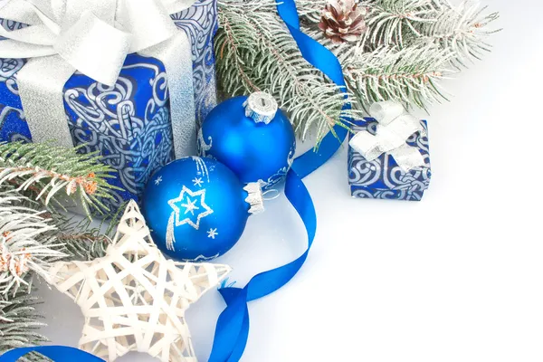 Christmas still life in blue — Stock Photo, Image