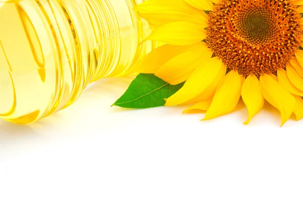 Oil and sunflower — Stock Photo, Image