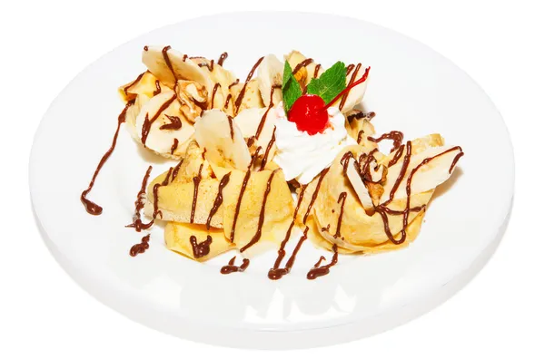 Pancake dolce con banana — Foto Stock