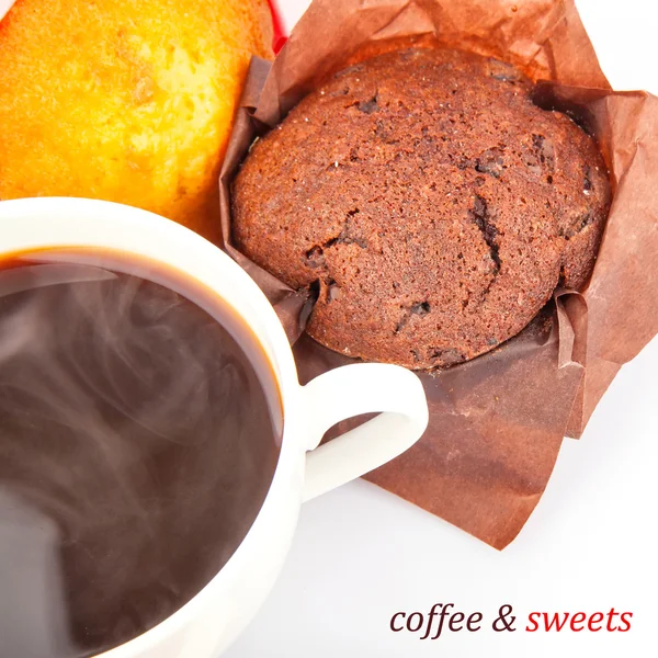 Coffee and cupcake — Stock Photo, Image