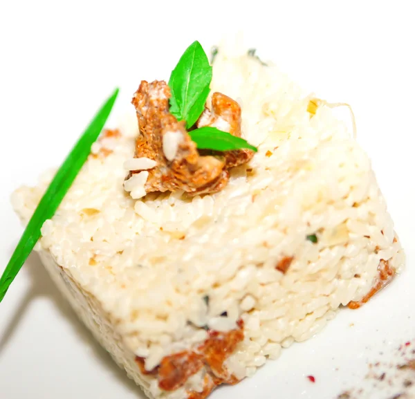 Boiled rice with mushroom — Stock Photo, Image