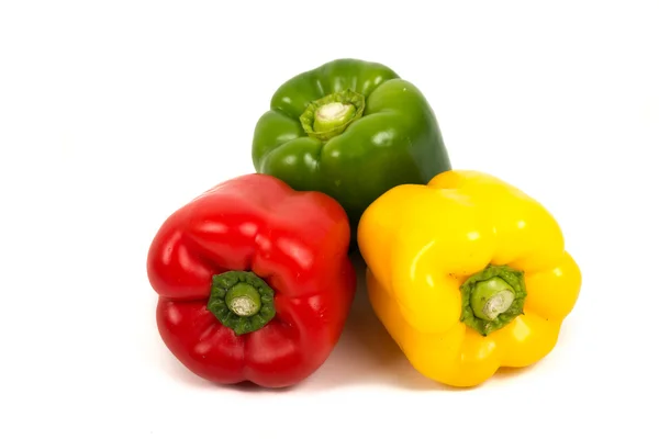 Colored paprika's On White — Stock Photo, Image