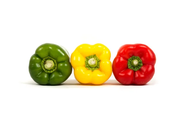Colored paprika's On White — Stock Photo, Image