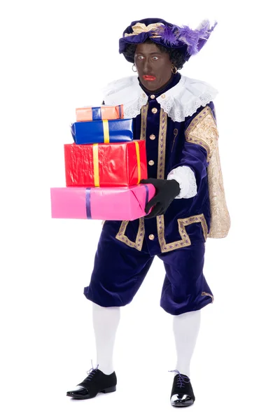 Zwarte Piet avec des cadeaux — Photo