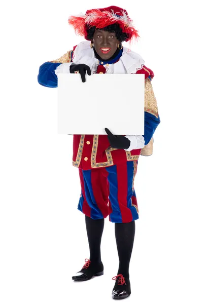 Zwarte Piet with whiteboard — Stock Photo, Image