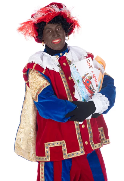 Zwarte Piet with drawings of the children — Stock Photo, Image