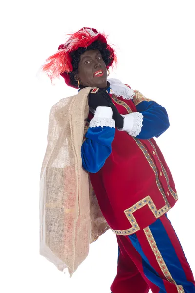 Zwarte Piet com um saco cheio de presentes — Fotografia de Stock