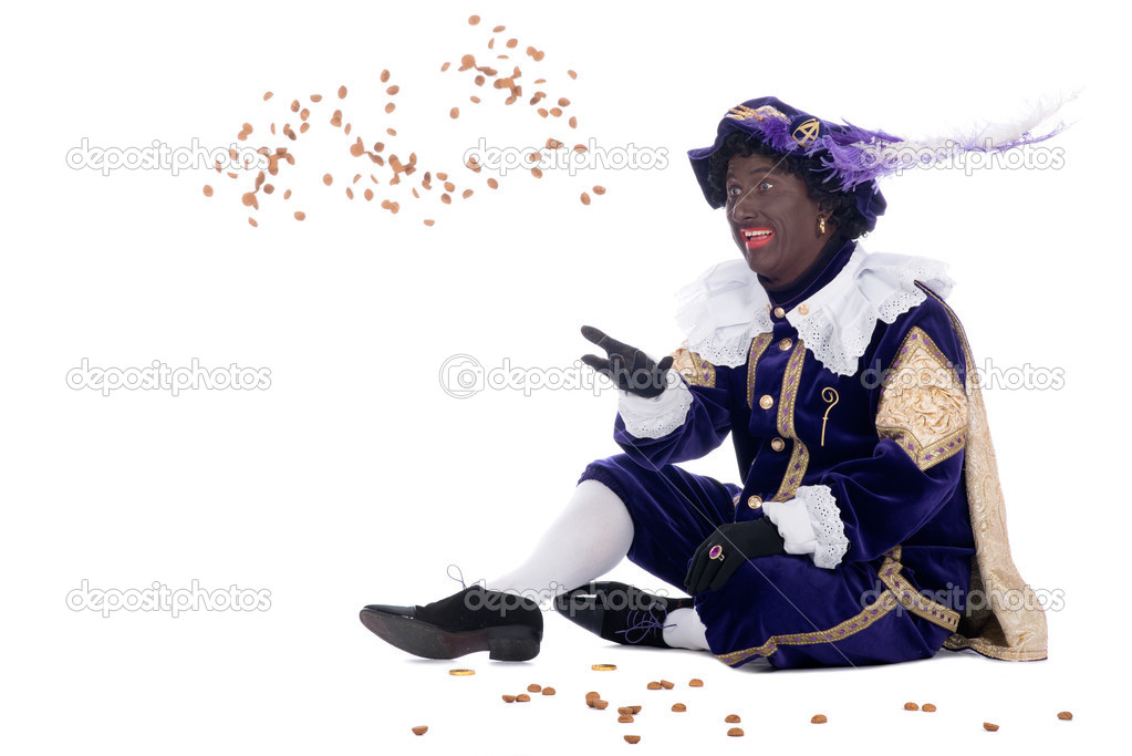 Zwarte Piet is throwing ginger nuts