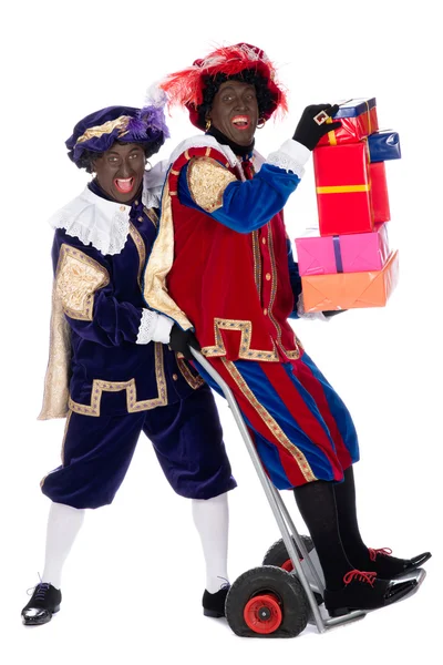 Zwarte Piet dengan hadiah — Stok Foto