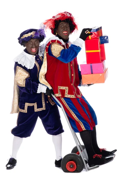 Zwarte piet med presenter — Stockfoto