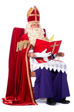 Sinterklaas koltuğu üzerinde