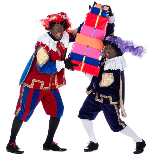 Zwarte Piet з великою кількістю подарунків — стокове фото