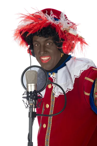 Zwarte Piet bernyanyi — Stok Foto