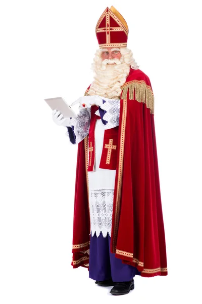 Sinterklaas with a tablet — Stock Photo, Image